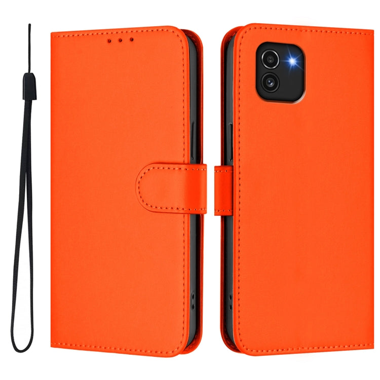 For Samsung Galaxy A03 164mm Skin Feel Solid Color Leather Phone Case with Lanyard