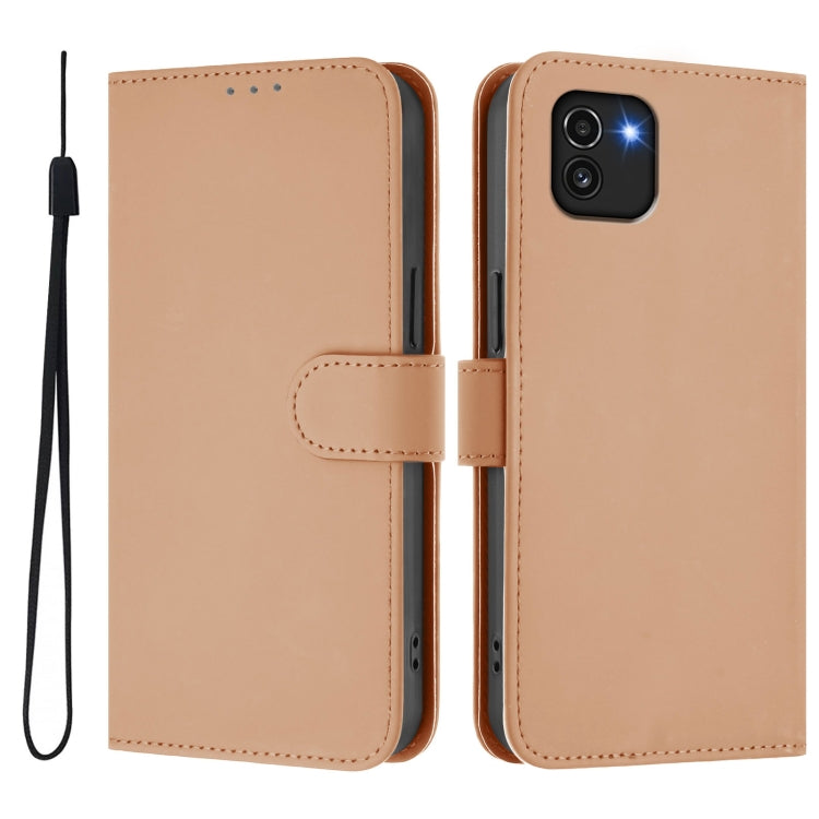 For Samsung Galaxy A03 164mm Skin Feel Solid Color Leather Phone Case with Lanyard