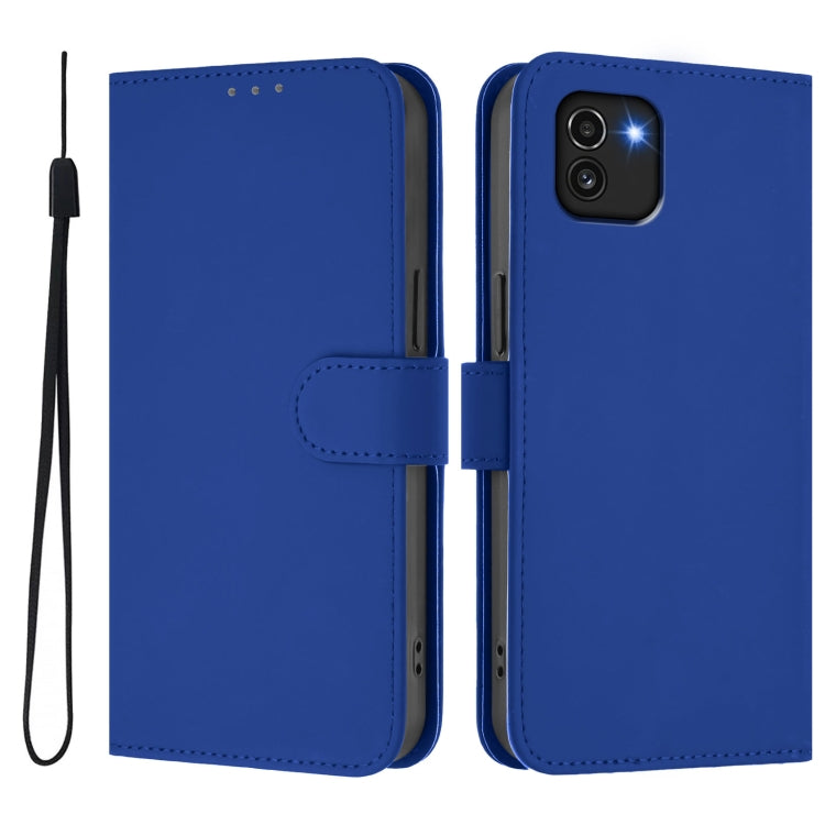 For Samsung Galaxy A03 164mm Skin Feel Solid Color Leather Phone Case with Lanyard