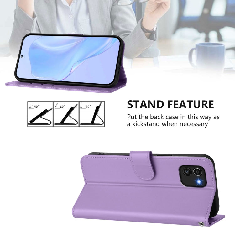 For Samsung Galaxy A03 164mm Skin Feel Solid Color Leather Phone Case with Lanyard