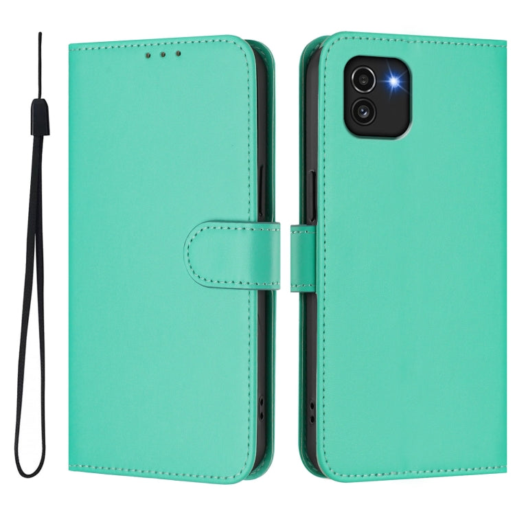 For Samsung Galaxy A03 164mm Skin Feel Solid Color Leather Phone Case with Lanyard