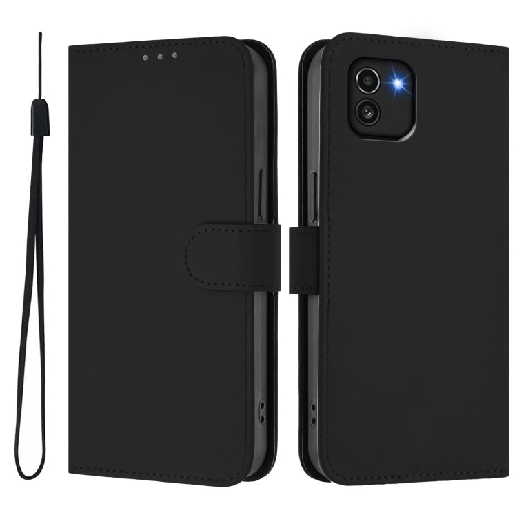 For Samsung Galaxy A03 164mm Skin Feel Solid Color Leather Phone Case with Lanyard