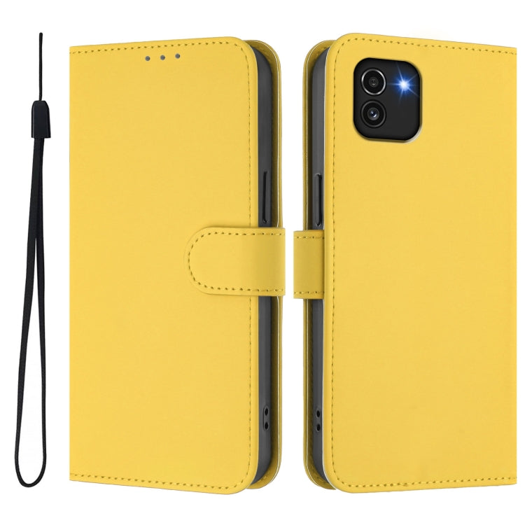 For Samsung Galaxy A03 164mm Skin Feel Solid Color Leather Phone Case with Lanyard