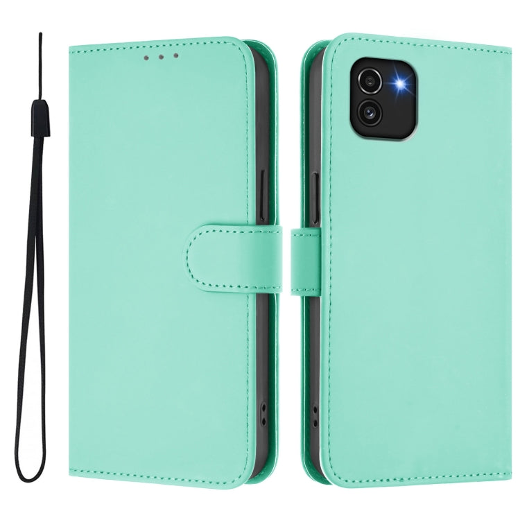For Samsung Galaxy A03 164mm Skin Feel Solid Color Leather Phone Case with Lanyard