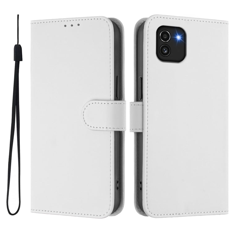 For Samsung Galaxy A03 164mm Skin Feel Solid Color Leather Phone Case with Lanyard