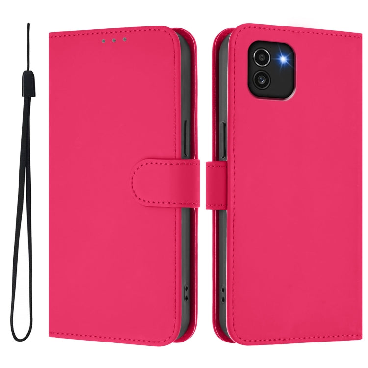 For Samsung Galaxy A03 164mm Skin Feel Solid Color Leather Phone Case with Lanyard