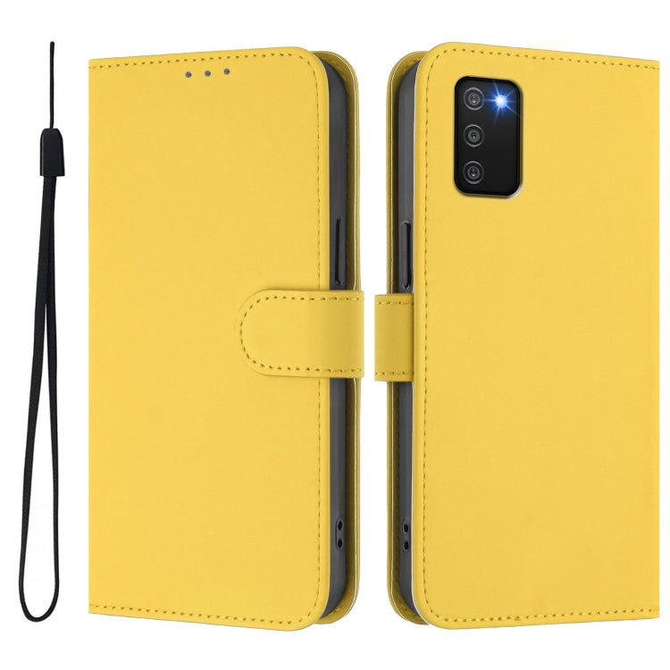 For Samsung Galaxy A03s 164mm Skin Feel Solid Color Leather Phone Case with Lanyard