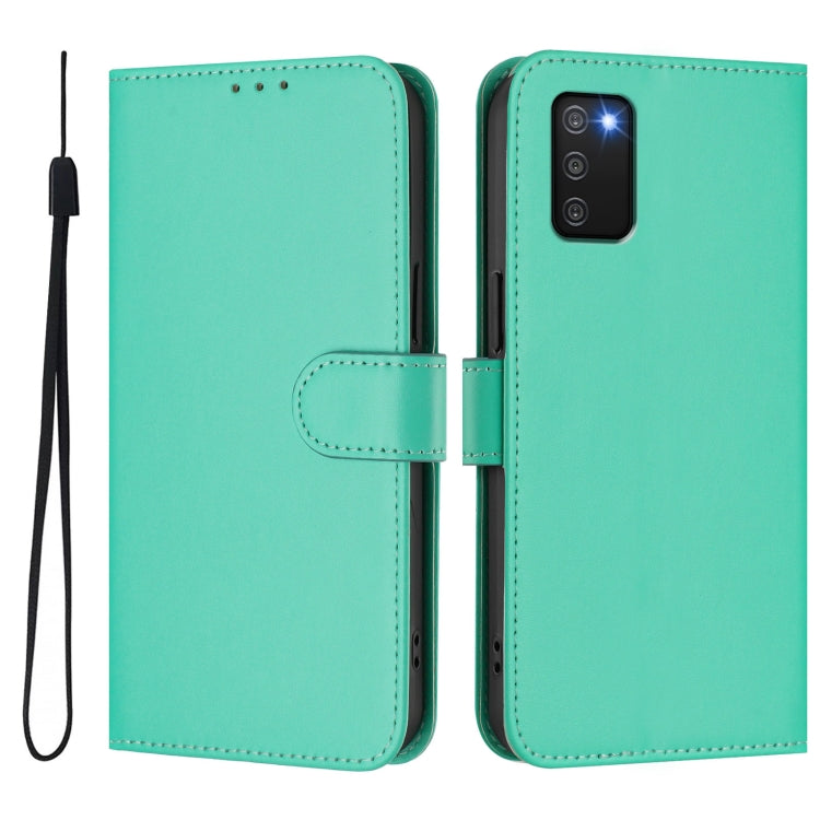 For Samsung Galaxy A03s 166mm Skin Feel Solid Color Leather Phone Case with Lanyard