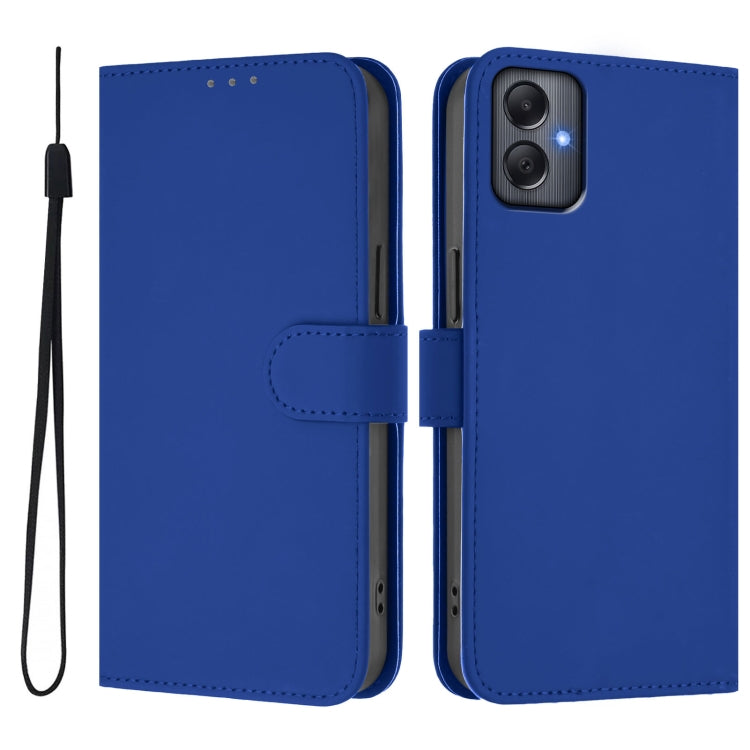 For Samsung Galaxy A05 4G Global  Skin Feel Solid Color Leather Phone Case with Lanyard