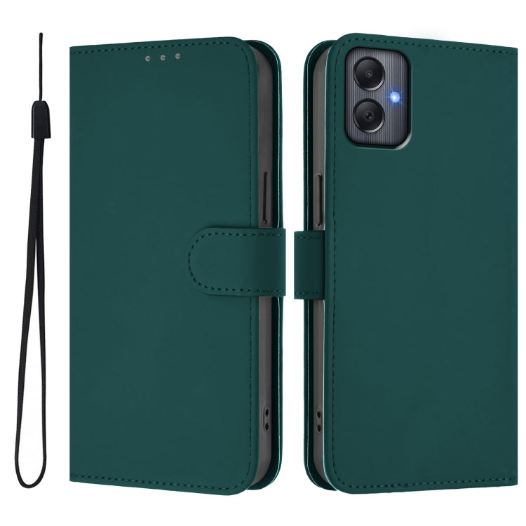 For Samsung Galaxy A05 4G Global  Skin Feel Solid Color Leather Phone Case with Lanyard