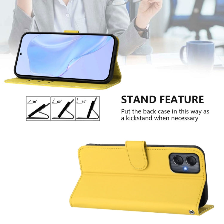 For Samsung Galaxy A05 4G Global  Skin Feel Solid Color Leather Phone Case with Lanyard