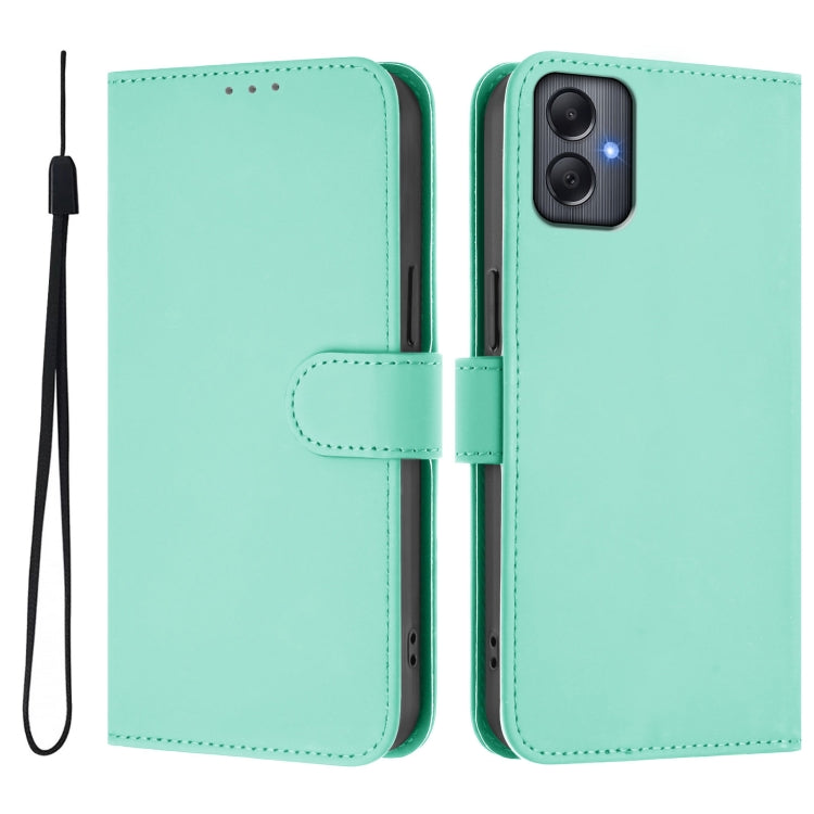 For Samsung Galaxy A05 4G Global  Skin Feel Solid Color Leather Phone Case with Lanyard