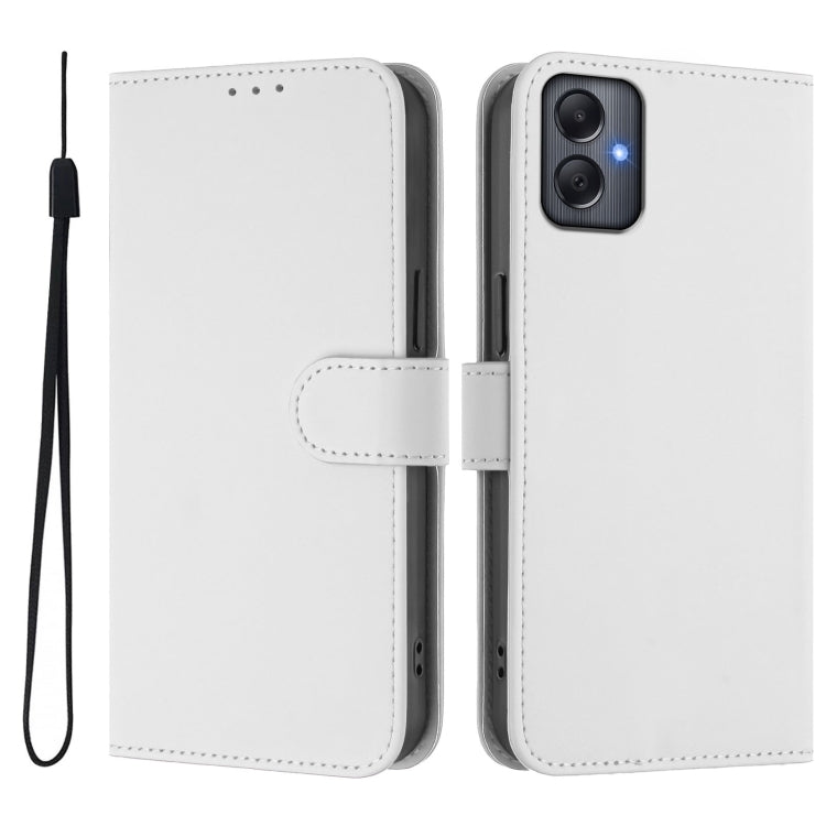 For Samsung Galaxy A05 4G Global  Skin Feel Solid Color Leather Phone Case with Lanyard