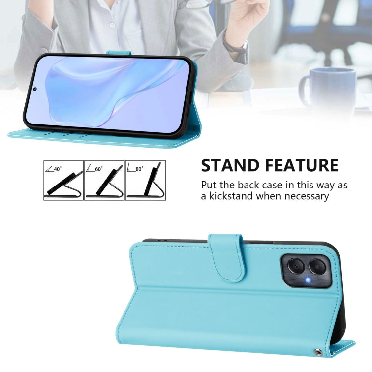 For Samsung Galaxy A05 4G Global  Skin Feel Solid Color Leather Phone Case with Lanyard