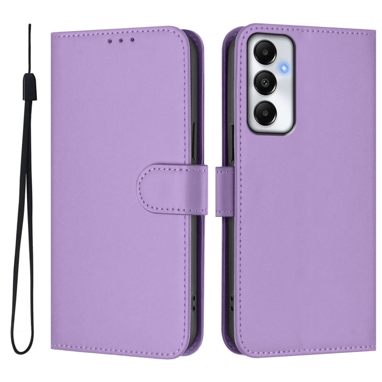 For Samsung Galaxy A05s 4G Global  Skin Feel Solid Color Leather Phone Case with Lanyard