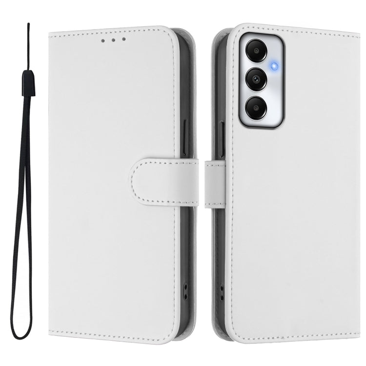 For Samsung Galaxy A05s 4G Global  Skin Feel Solid Color Leather Phone Case with Lanyard