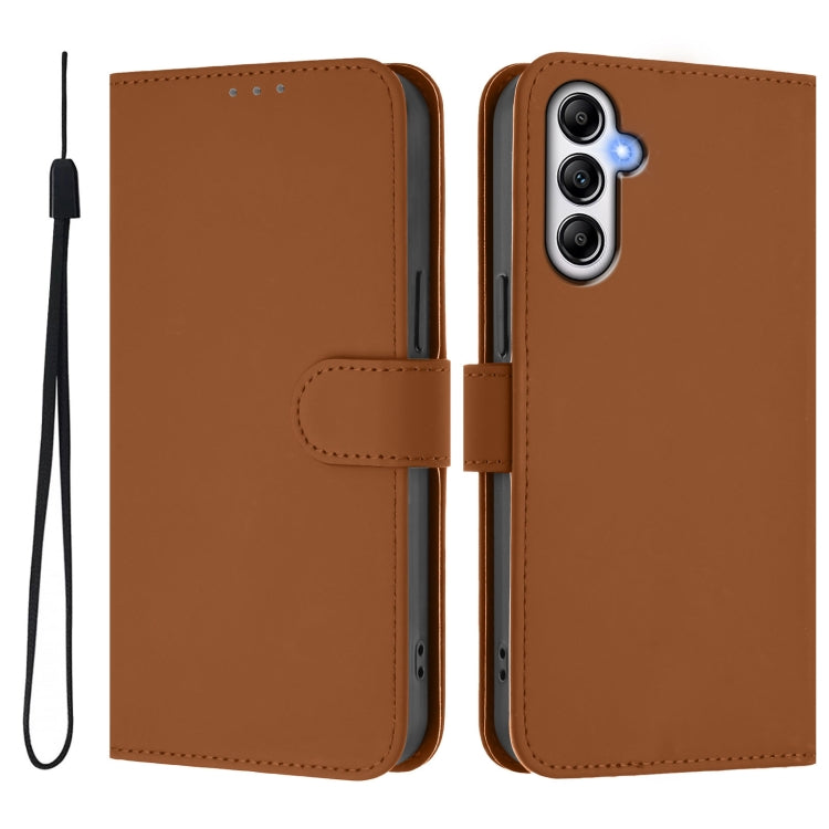 For Samsung Galaxy A14 5G / 4G Skin Feel Solid Color Leather Phone Case with Lanyard