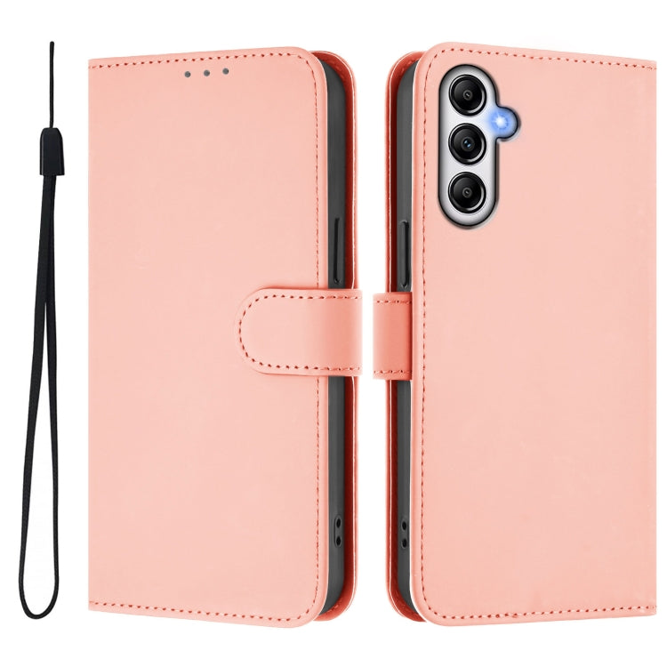 For Samsung Galaxy A14 5G / 4G Skin Feel Solid Color Leather Phone Case with Lanyard