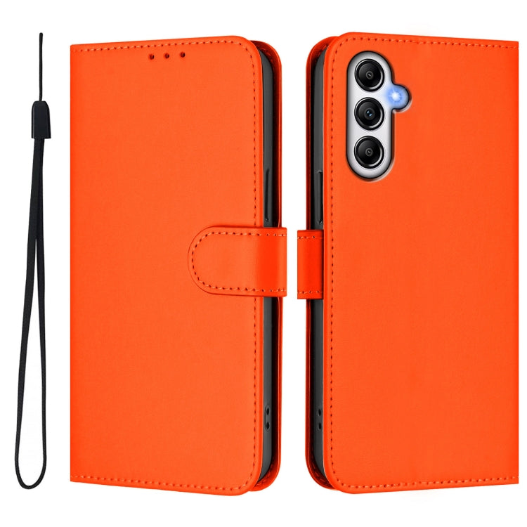 For Samsung Galaxy A14 5G / 4G Skin Feel Solid Color Leather Phone Case with Lanyard