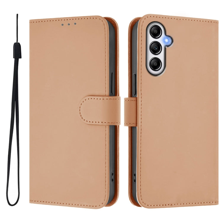 For Samsung Galaxy A14 5G / 4G Skin Feel Solid Color Leather Phone Case with Lanyard