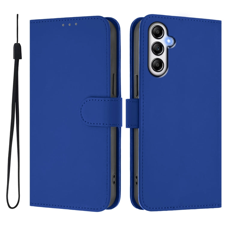 For Samsung Galaxy A14 5G / 4G Skin Feel Solid Color Leather Phone Case with Lanyard