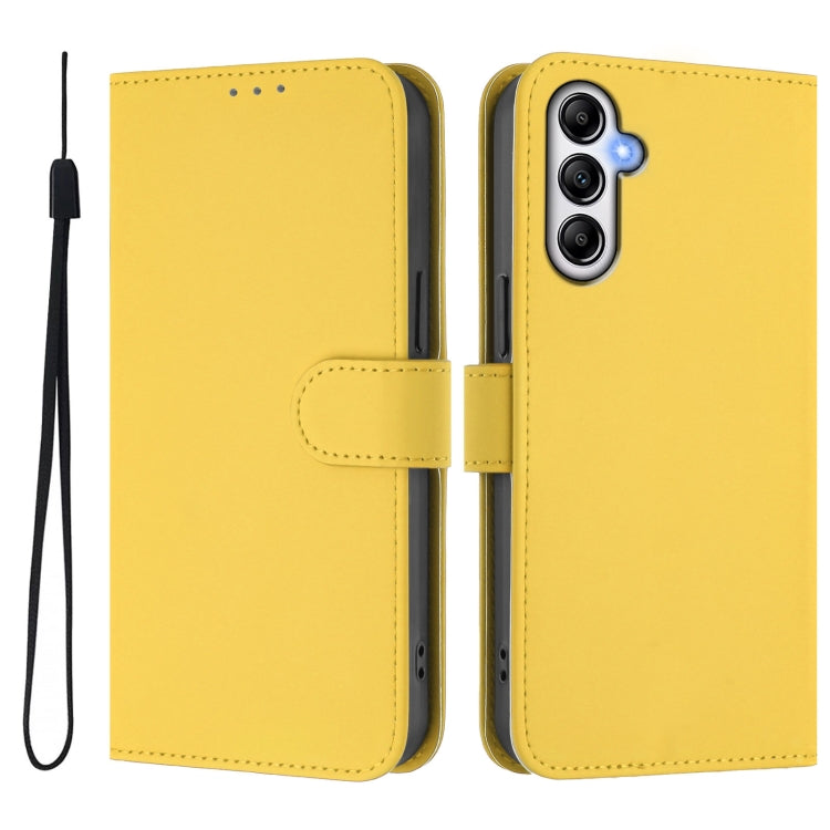 For Samsung Galaxy A14 5G / 4G Skin Feel Solid Color Leather Phone Case with Lanyard