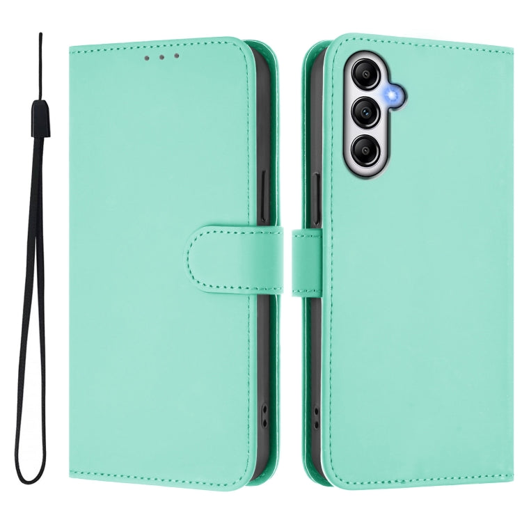 For Samsung Galaxy A14 5G / 4G Skin Feel Solid Color Leather Phone Case with Lanyard
