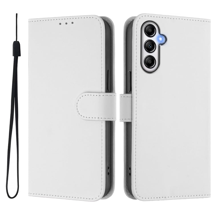 For Samsung Galaxy A14 5G / 4G Skin Feel Solid Color Leather Phone Case with Lanyard