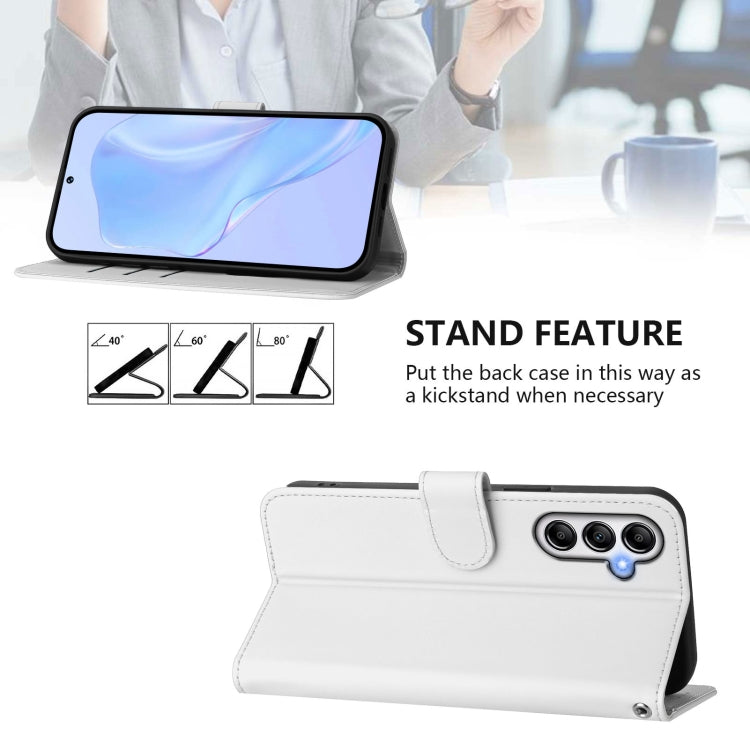 For Samsung Galaxy A14 5G / 4G Skin Feel Solid Color Leather Phone Case with Lanyard