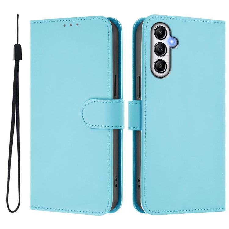For Samsung Galaxy A14 5G / 4G Skin Feel Solid Color Leather Phone Case with Lanyard