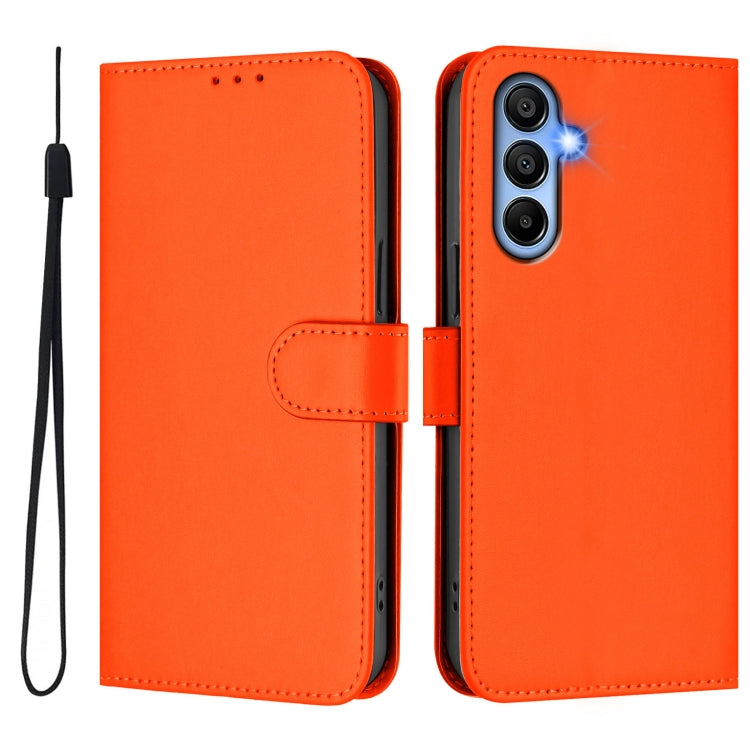 For Samsung Galaxy A15 5G / 4G Skin Feel Solid Color Leather Phone Case with Lanyard