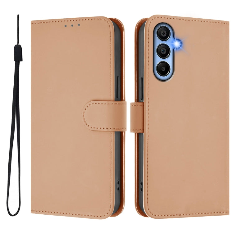 For Samsung Galaxy A15 5G / 4G Skin Feel Solid Color Leather Phone Case with Lanyard