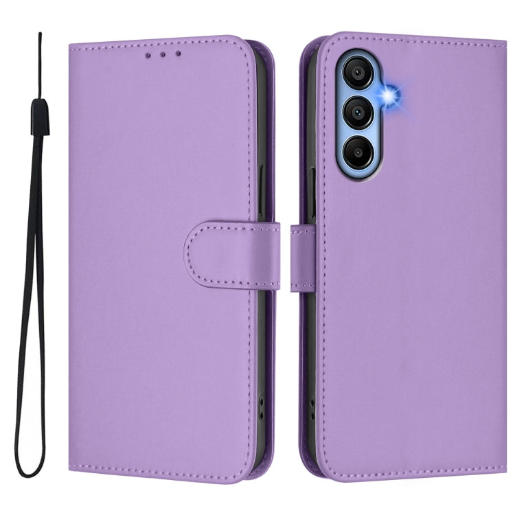 For Samsung Galaxy A15 5G / 4G Skin Feel Solid Color Leather Phone Case with Lanyard