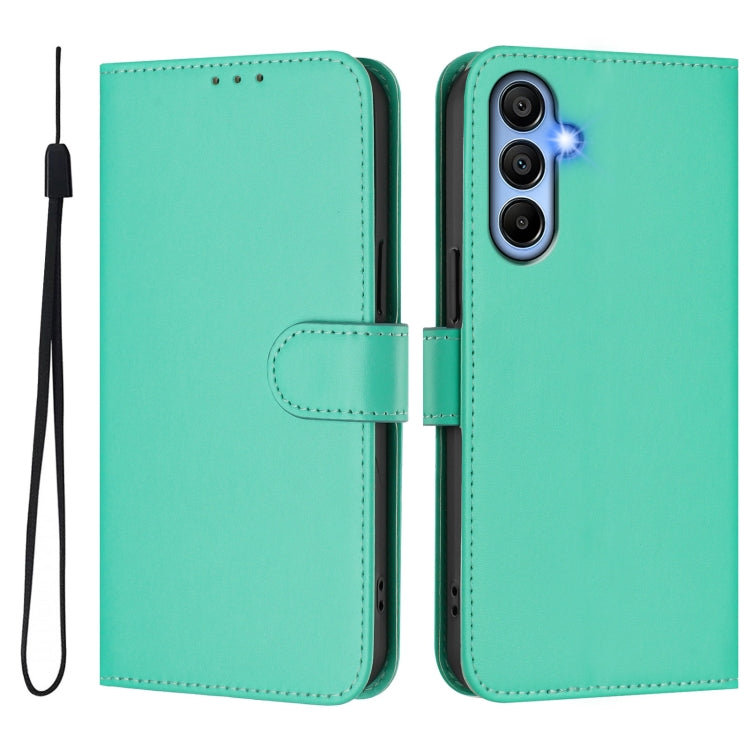 For Samsung Galaxy A15 5G / 4G Skin Feel Solid Color Leather Phone Case with Lanyard
