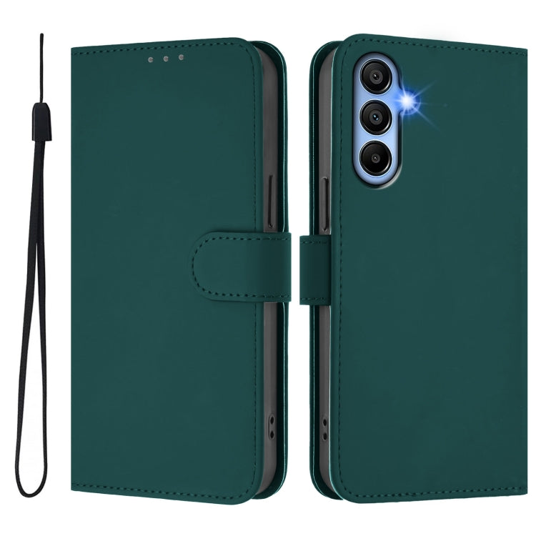 For Samsung Galaxy A15 5G / 4G Skin Feel Solid Color Leather Phone Case with Lanyard