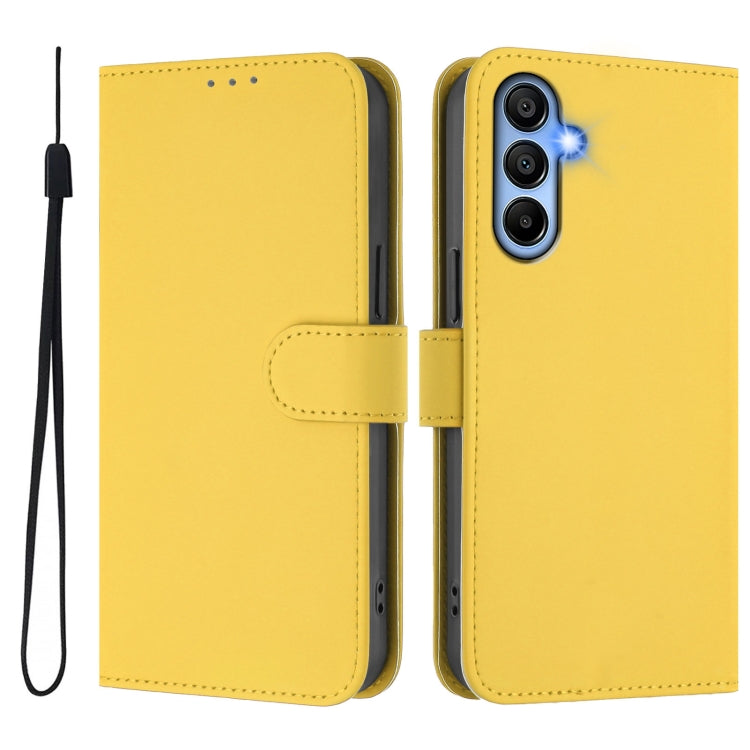 For Samsung Galaxy A15 5G / 4G Skin Feel Solid Color Leather Phone Case with Lanyard