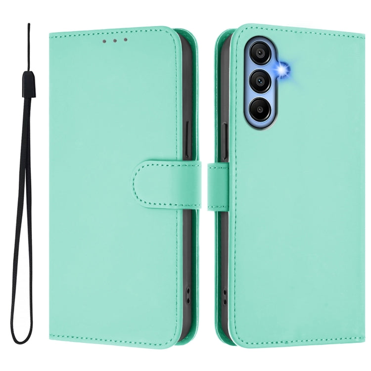For Samsung Galaxy A15 5G / 4G Skin Feel Solid Color Leather Phone Case with Lanyard