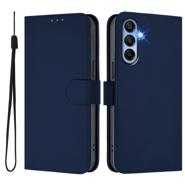 For Samsung Galaxy A15 5G / 4G Skin Feel Solid Color Leather Phone Case with Lanyard