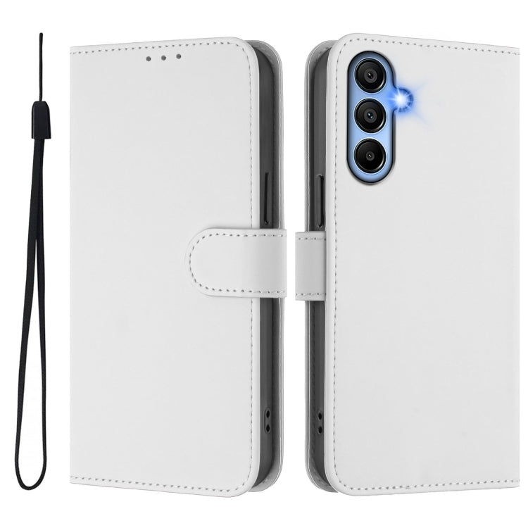 For Samsung Galaxy A15 5G / 4G Skin Feel Solid Color Leather Phone Case with Lanyard