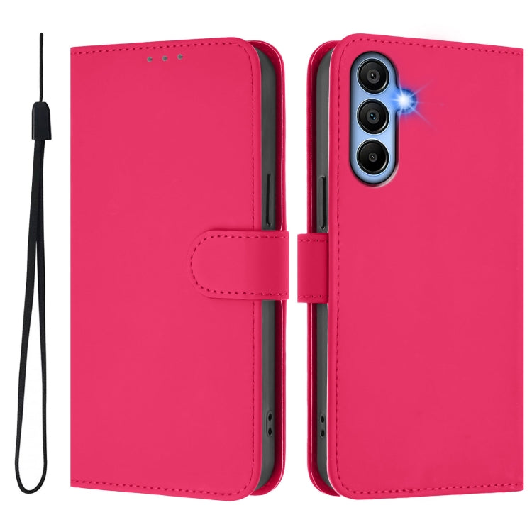 For Samsung Galaxy A15 5G / 4G Skin Feel Solid Color Leather Phone Case with Lanyard