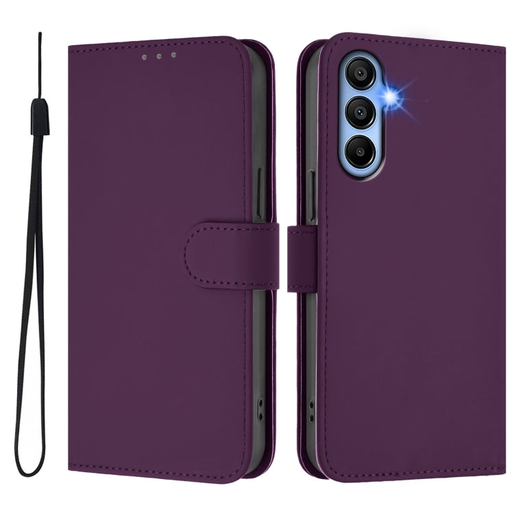 For Samsung Galaxy A15 5G / 4G Skin Feel Solid Color Leather Phone Case with Lanyard