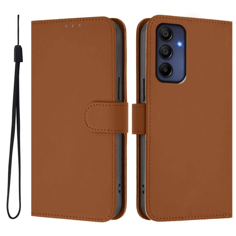 For Samsung Galaxy A16 5G / 4G Skin Feel Solid Color Leather Phone Case with Lanyard