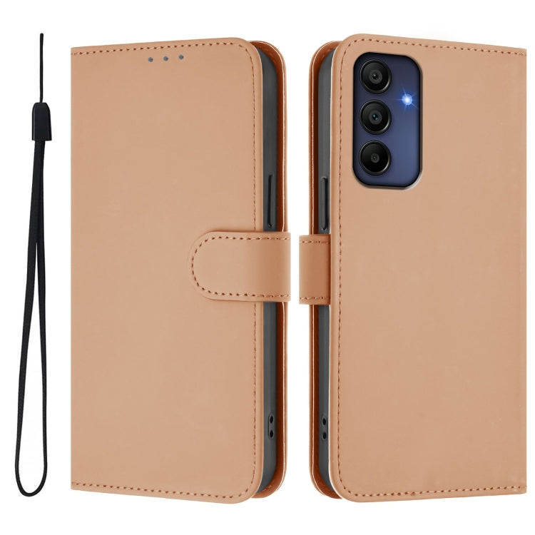 For Samsung Galaxy A16 5G / 4G Skin Feel Solid Color Leather Phone Case with Lanyard