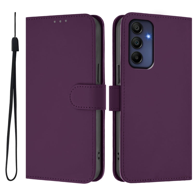 For Samsung Galaxy A16 5G / 4G Skin Feel Solid Color Leather Phone Case with Lanyard