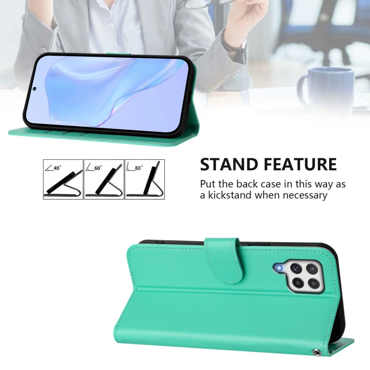 For Samsung Galaxy A22 4G Skin Feel Solid Color Leather Phone Case with Lanyard