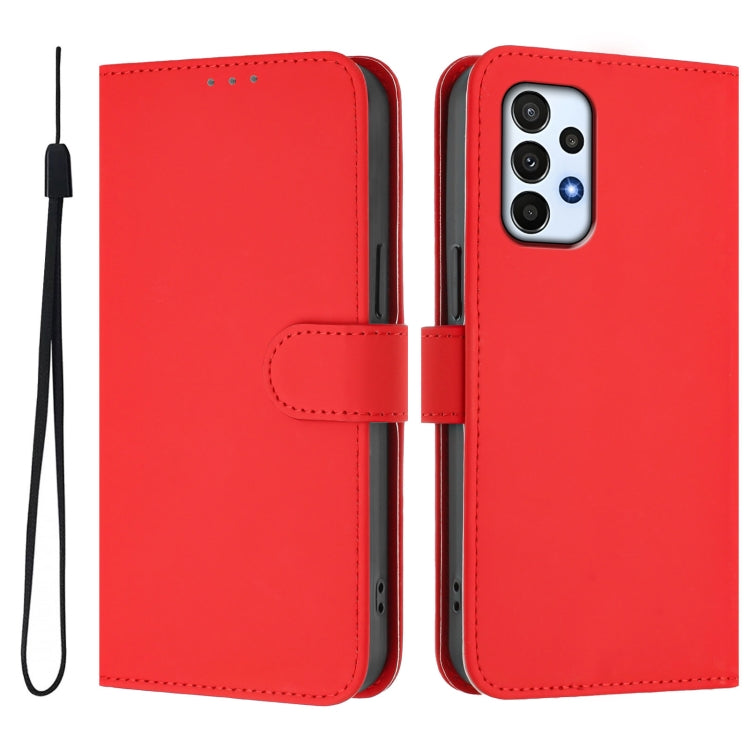 For Samsung Galaxy A23 4G / 5G / F23 5G Skin Feel Solid Color Leather Phone Case with Lanyard