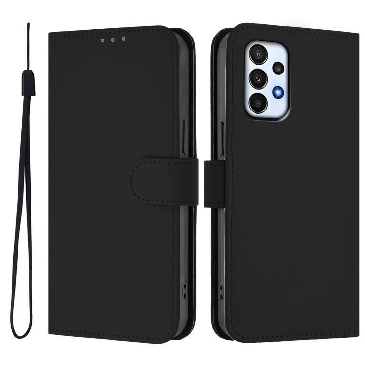 For Samsung Galaxy A23 4G / 5G / F23 5G Skin Feel Solid Color Leather Phone Case with Lanyard