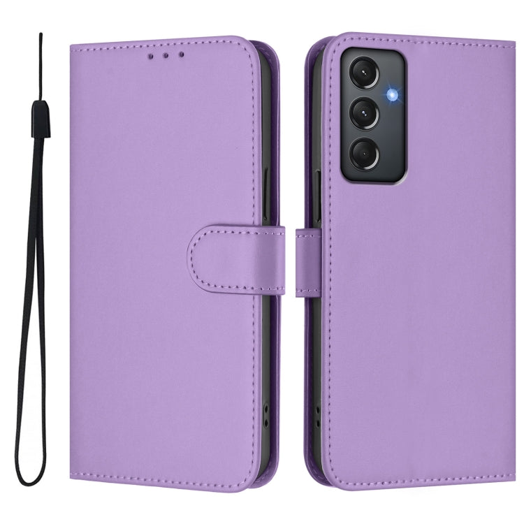For Samsung Galaxy A24 4G Global  Skin Feel Solid Color Leather Phone Case with Lanyard