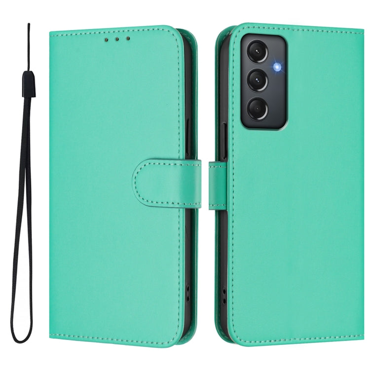 For Samsung Galaxy A24 4G Global  Skin Feel Solid Color Leather Phone Case with Lanyard