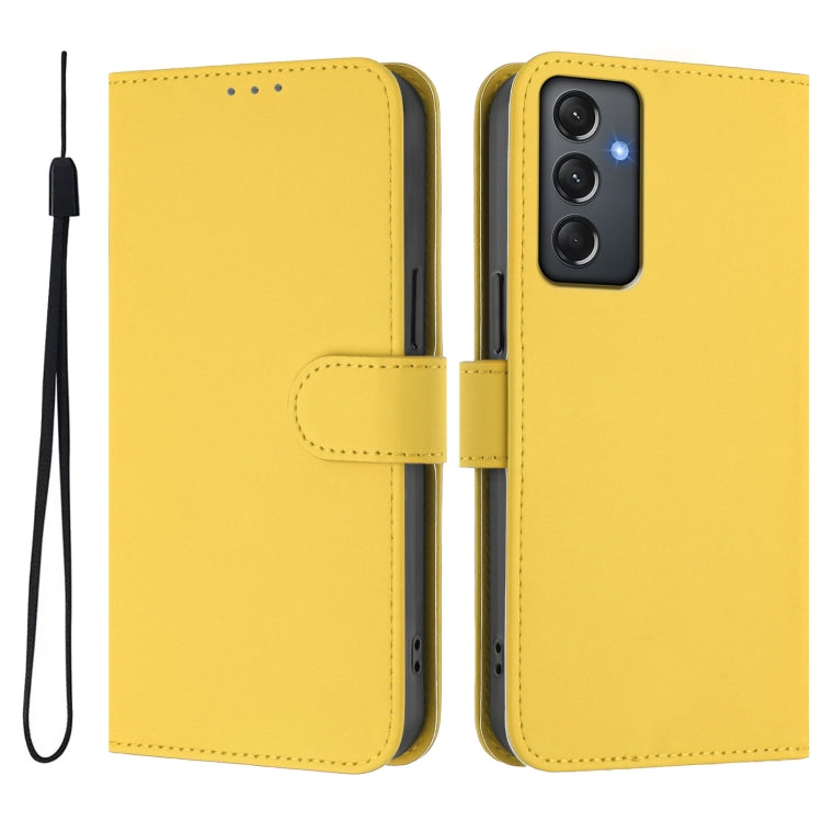 For Samsung Galaxy A24 4G Global  Skin Feel Solid Color Leather Phone Case with Lanyard